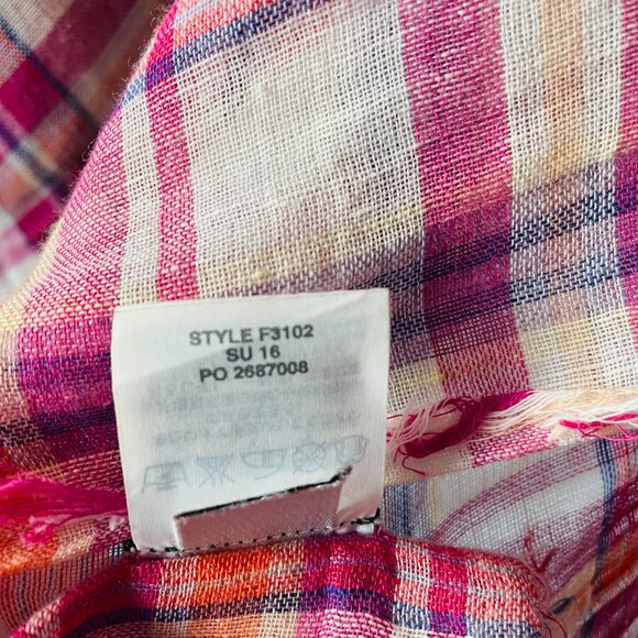 J. Crew Womens Multicolor Fringe Detailing Hem Plaid Rectangle Scarf One Size - Picture 6 of 8